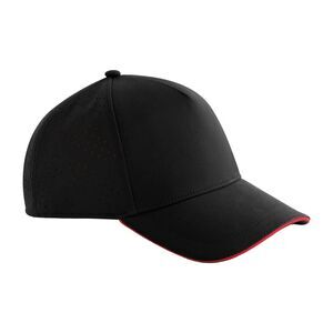 Beechfield Accelerate Baseball Cap / Black/Red
